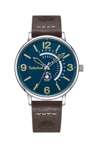 Leren en Ion Doublé Zilver Quartz Horloge TBL SMU Saunderstown - Bruin en Zilverkleurig