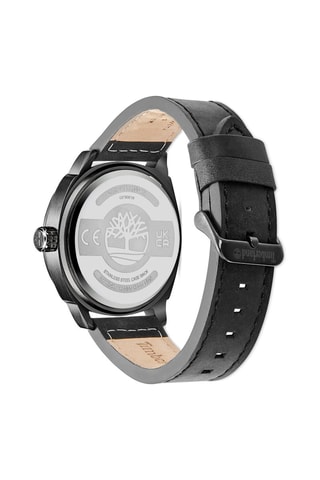 Leren Quartz Horloge Guelph-Z - Zwart en Metallic Grijs