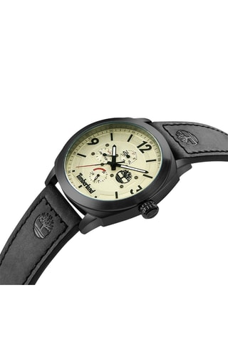 Leren Quartz Horloge Guelph-Z - Zwart en Metallic Grijs