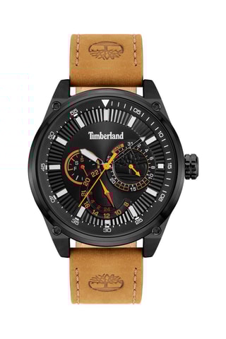 Leren en Doublé Zwart Ion Quartz Horloge Dumbarton-Z - Stopwatch - Camel en Zwart