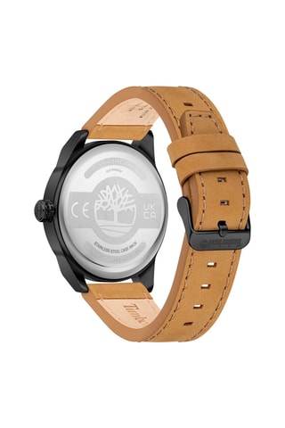 Leren en Doublé Zwart Ion Quartz Horloge Dumbarton-Z - Stopwatch - Camel en Zwart