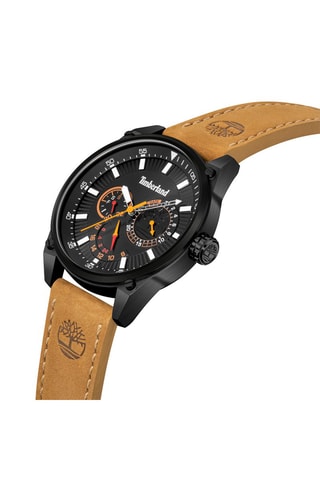 Leren en Doublé Zwart Ion Quartz Horloge Dumbarton-Z - Stopwatch - Camel en Zwart