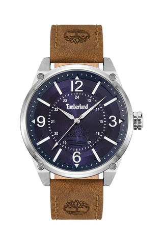 Leren en Ion Doublé Zilver Quartz Horloge Palmyra-Z - Bruin en Zilverkleurig