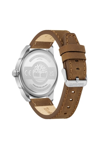 Leren en Ion Doublé Zilver Quartz Horloge Palmyra-Z - Bruin en Zilverkleurig