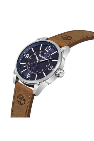 Leren en Ion Doublé Zilver Quartz Horloge Palmyra-Z - Bruin en Zilverkleurig