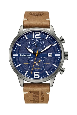 Leren Quartz Horloge Middlesex - GMT-functie - Bruin en Zilverkleurig