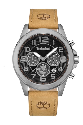 Leren Horloge - Chronograaf - Beige en Zilverkleurig