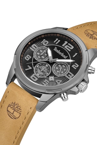 Leren Horloge - Chronograaf - Beige en Zilverkleurig
