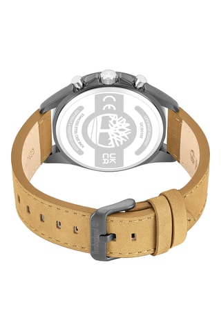 Leren Horloge - Chronograaf - Beige en Zilverkleurig
