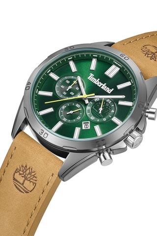 Leren Horloge - Chronograaf - Beige en Zilverkleurig