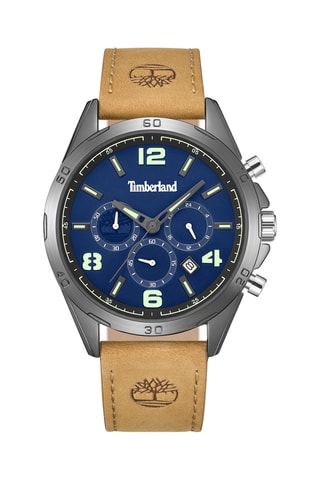 Leren Horloge - Chronograaf - Beige en Zilverkleurig