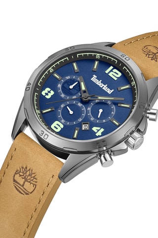 Leren Horloge - Chronograaf - Beige en Zilverkleurig