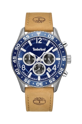 Leren Horloge - Chronograaf - Beige en Blauw