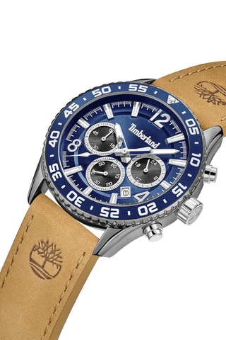 Leren Horloge - Chronograaf - Beige en Blauw