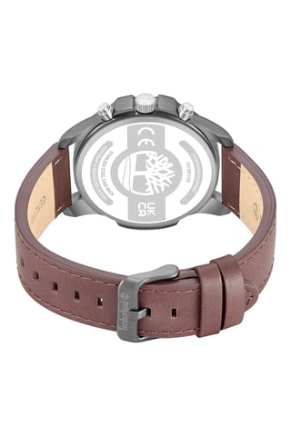 Leren Quartz Horloge - Chronograaf - Bruin en Zilverkleurig