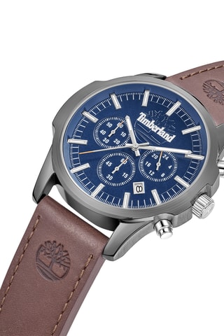 Leren Quartz Horloge - Chronograaf - Bruin en Zilverkleurig