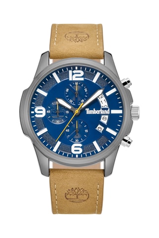 Leren Horloge - Chronograaf - Beige en Zilverkleurig
