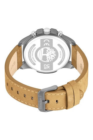 Leren Horloge - Chronograaf - Beige en Zilverkleurig