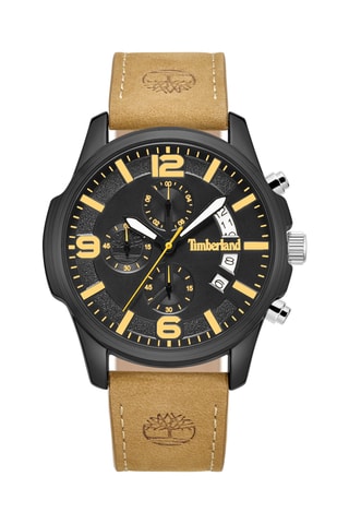 Leren Horloge - Chronograaf - Beige en Zwart
