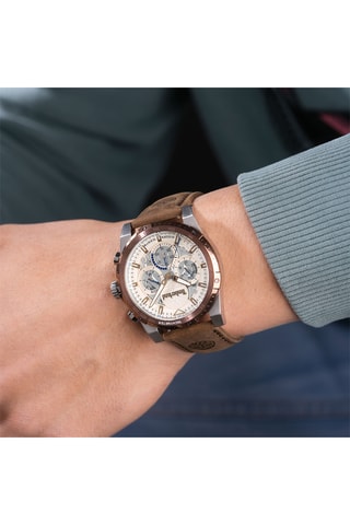 Leren Horloge - Tachymeter en Chronograaf - Bruin en Koperkleurig