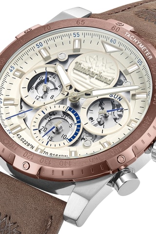 Leren Horloge - Tachymeter en Chronograaf - Bruin en Koperkleurig