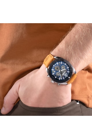 Leren Horloge - Chronograaf - Lichtbruin en Zwart