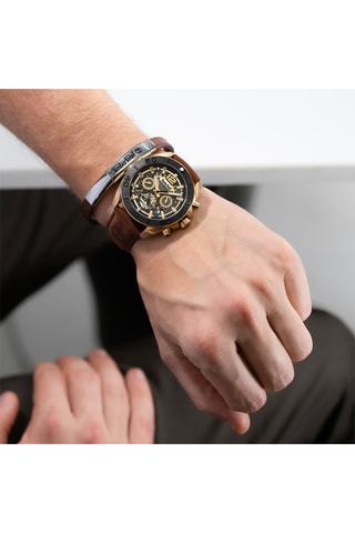 Leren Horloge - Chronograaf - Bruin en Zwart