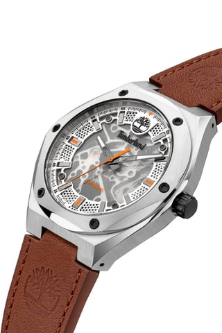 Automatisch Leren Horloge Alburgh - Kompas en Stopwatch - Bruin en Zilverkleurig