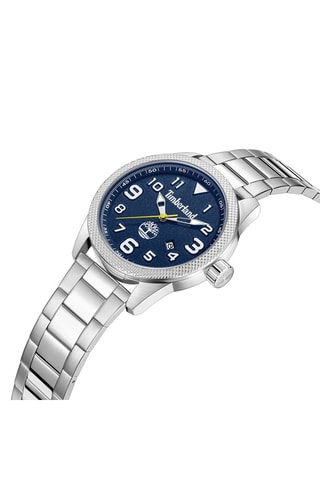Stalen Quartz Horloge Millbury Zilverkleurig en Marineblauw