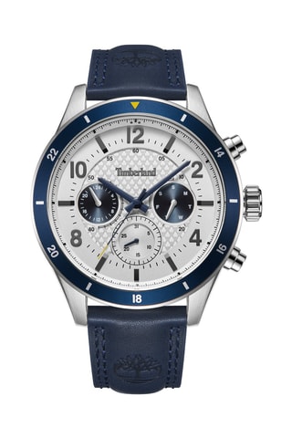 Leren Quartz Horloge Hooksett Marineblauw en Zilverkleurig