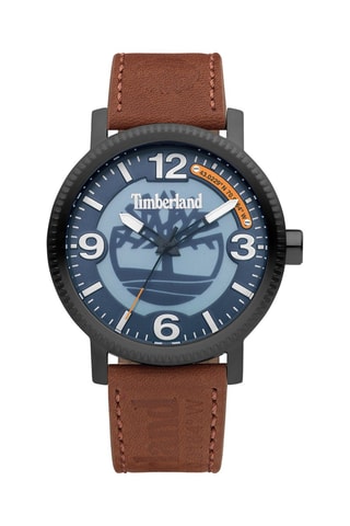 Leren Quartz Horloge Scusset Bruin en Blauw