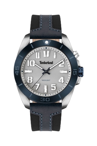 Leren Quartz Horloge Warrick Zwart en Marineblauw