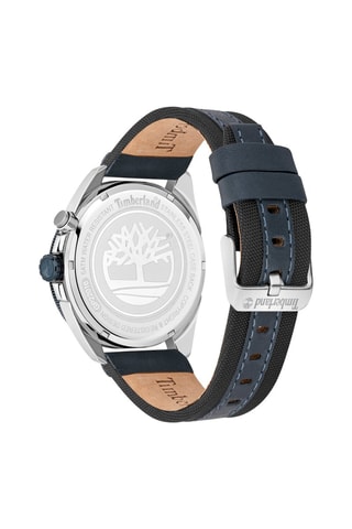 Leren Quartz Horloge Warrick Zwart en Marineblauw