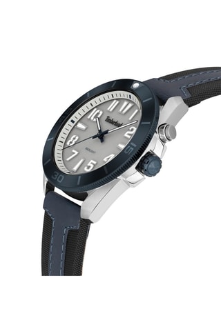 Leren Quartz Horloge Warrick Zwart en Marineblauw