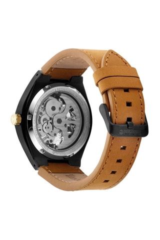 Automatisch Leren Horloge Alburgh - Kompas en Chronometer - Camel en Zwart