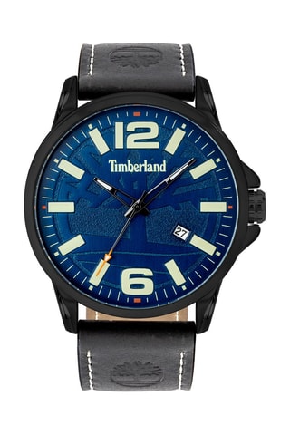 Leren Quartz Horloge Bernardston - Zwart en Blauw