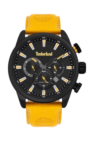 Leren Quartz Horloge Millway - GMT-functie - Geel en Zwart