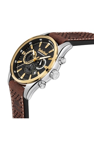 Leren Quartz Horloge Aldridge - Chronograaf - Bruin en Goudkleurig