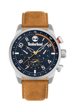 Leren Quartz Horloge Forestdale - GMT-functie - Camel en Zilverkleurig