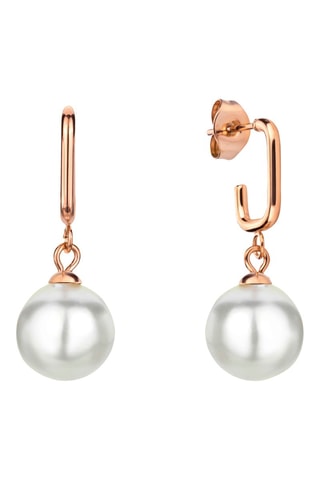 Coffret relógio de quartzo em aço, diamante e brincos e pérolas finas Scarelett