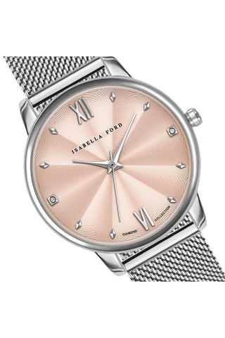 Coffret relógio de quartzo em aço, diamantes e pulseira rígida Skylar