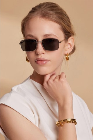 Óculos de sol polarizados mulher 1990 - Categoria 3 - Preto e prateado