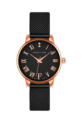 Coffre relógio de quartzo diamante e braceletes em aço Ophelia