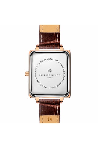 Relógio de quartzo em couro Castanho e dourado-rosa