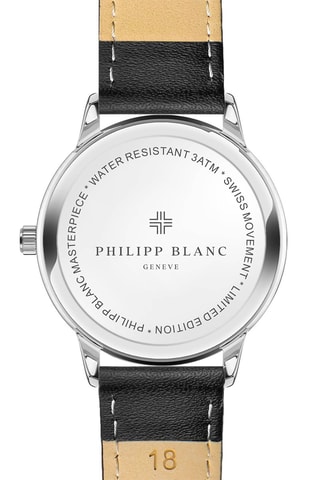 Relógio de quartzo em couro - Preto e prateado