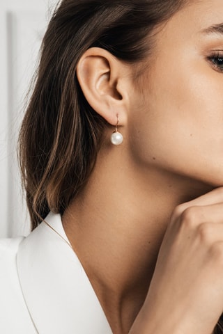 Coffret relógio de quartzo em aço, diamante e brincos e pérolas finas Portia