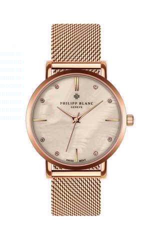 Relógio de quartzo em aço e madrepérola Dourado-rosa