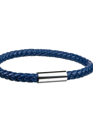 Coffret relógio de quartzo em couro, prata íon e diamante e bracelete em couro Olympe