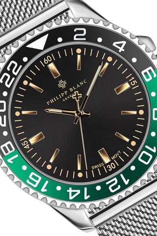 Coffret relógio de quartzo em couro banhado ião e pulseira em couro Olympe