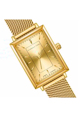 Coffret relógio de quartzo em prata íon ouro amarelo e diamante e bracelete Elodie